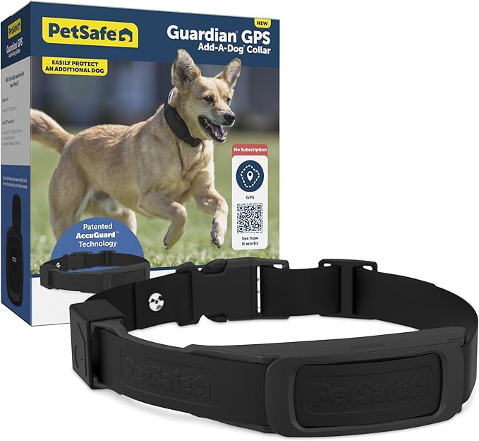 PetSafe Guardian GPS Dog Fence Add-A-Dog Collar - Add-On for Guardian GPS Dog Fence System - Backed with AccuGuard Technology - Tone, Vibration & 10 Levels of Static Correction - Black
