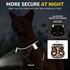 SCENEREAL Cat Harness & Leash Set Escape Proof - Adjustable Air Mesh Vest with Reflective Strips for Kittens, Puppies, Rabbits, Khaki Leopard S