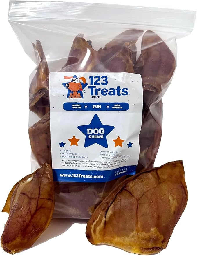 Whole Pig Ears for Dogs - (30 Count) 100% Natural, Long Lasting & Highly Digestible Chew Treats, Single Ingredient, Slow Baked, Great for Puppy, Large & Medium Dogs