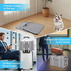 Cat Carrier Soft, Collapsible Cat Bag Carrier, TSA Airline Approved Pet Carrier for Cats with Removable Mat, Breathable Pet Travel Carrier for Small Medium Adult Pussy & Small Dogs (Grey)