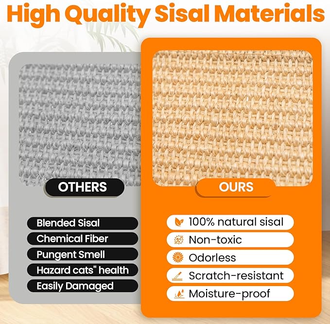 KEDAO Sisal Cat Scratcher Bed Scratching Posts for Indoor Cats Hammock Adults Kitty Curls Cat Scratcher Wooden Cats Furniture Scratching Pad