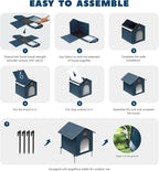 Outdoor Cat House Feral Cat Shelter,Outside Waterproof Cat House for Outdoor/Indoor Cats, Insulated Cat Bed for All Seasons with Cozy Cushion Easy to Assemble (Navy Blue, Floor Spike Style)