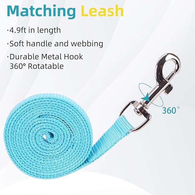 PUPTECK Adjustable Cat Harness and Leash Set Escape Proof Kitten Strap Collar for Walking Travel, Blue Yellow