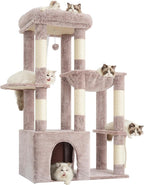 Heybly Heavy Duty Cat Tree, Tower for Indoor Cats Large Adult, Tall Cat Condo House with Extra-Large Baseboard, Multi-Level Plush Furniture with Scratching Posts, Hammock, Toy Ball, Muchroom HCT026MU