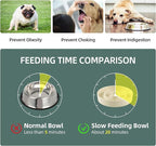 Ceramic Raised Slow Feeder Dog Bowl Set, Elevated 6.1inch Bowl and 7.3inch Puzzle Slow Food Dish with Wooden Stand for Small and Medium Dog, Anti-Gulping (2X Beige+ Stand)