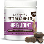 VetPro Complete Dr. Joseph's Dog Hip and Joint Supplement, 60 Count, Chicken Flavored Pain and Inflammation Relief Chews with Glucosamine, Chondroitin, MSM, Turmeric, Vitamin C, Omega 3