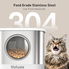 VOLUAS Automatic Cat Feeders for Two Cats,Stainless Steel 5L Pet Feeder for Cats and Dogs Timed Cat Feeder Pet Dry Food Dispenser, White