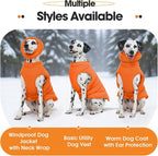 Large Dog Winter Vest for Boys & Girls, Warm Cold Weather Coat for Dogs with Back Zipper Detachable Neck Wrap, Easy On/Off Windproof Pet Snow Jacket Clothes, Weimaraner, Labrador, Orange XL
