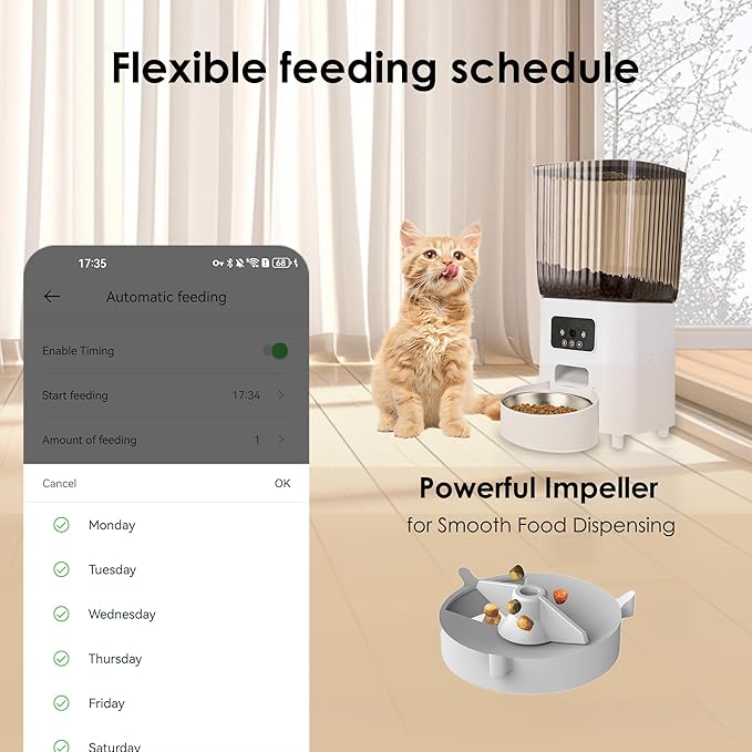 Automatic Dog Feeder with Camera, Ultra Clear Video Night Vision, APP Control, Two-Way Voice Interaction. Large Capacity Food Storage, Picture Motion Detection, Timing Feeding (5L-Double-Bowl)