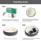 Love's cabin Round Donut Cat and Dog Cushion Bed, 25in Pet Bed for Small or Medium Dogs, Anti-Slip & Water-Resistant Bottom, Soft Durable Fabric Pet Beds, Washable Calming Cat Bed BluishGrey Stripe