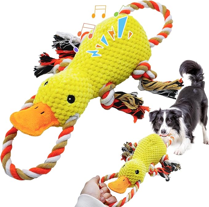 Tug of War Dog Toy, Squeaky Dog Toys Interactive Duck Puppy Toys to Keep Them Busy