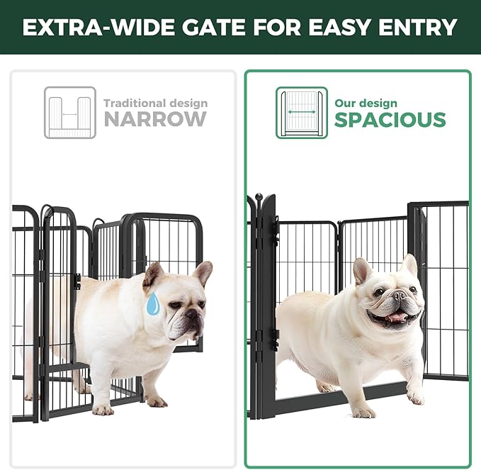 FXW Dog Playpen for Indoor Use - Wide gate and Safe Play, Heavy Duty 24 Inch 8 Panels Dog Pen for Puppies and Small Dogs, Black