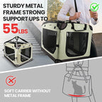 Large Cat Carrier for Car Travel, Soft Sided Collapsible Pet Carrier for Outdoor and Indoor Uses, Roomy Extra Large Cat Carrier for 2 Kittens or Puppies Up to 50lbs (Brown)