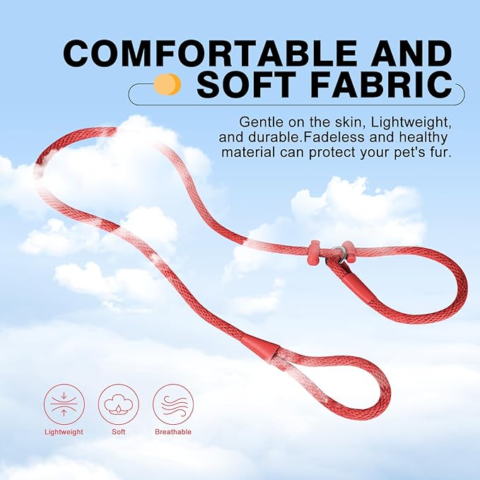 Lynxking Dog Leash Slip Lead Reflective Breathable Rope Comfortable Strong No Pull Slip On Pet Training Lead for Dogs