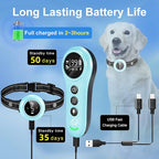 2-in-1 Shock Collar for Dogs & Dog Training Collar with Remote Control 3300FT, Dog Bark Collar with IP67 Waterproof 5 Level Sensitivity, Rechargeable E Collar for Small Medium Large Dogs - Blue