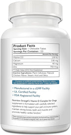 Vitamin D for Dogs with Calcium, Magnesium and Zinc to Support Strong Teeth, Bones and Muscles, Promote Mineral Metabolism and a Healthy Immune Function, 120 Chewable Tablets