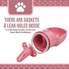 Leak Proof Portable Dog Water Bottle with Bowl – Travel Pet Water Dispenser for Walking & Hiking – Food Grade Plastic – Choose from 3 Colors (Pink, 500 ml)