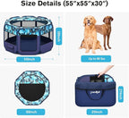 Dog Playpen, Pet Playpen, Portable Cat Playpen, Pop Up Foldable Puppy Playpen Exercise Kennel Tent with Carry Case Collapsible Bowl,Water-Resistant Shade Cover for Indoor Outdoor Travel (Extra Large)