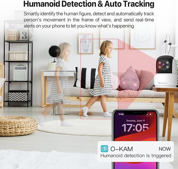 VSTARCAM 3MP Indoor Security Camera, 2.4G WiFi Cameras for Home Security, Pet Camera with Auto Tracking, Color Night Vision, AI Detection Tracking, 2-Way Talk, 24/7 Recording, Cloud & SD Card Storage