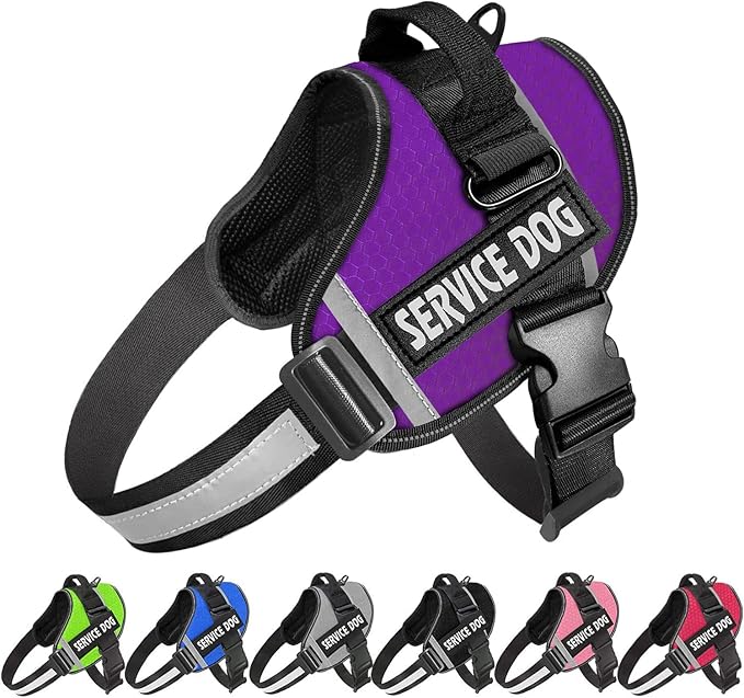 JSXD Dog Harness,No-Pull Service Dog Harness with Handle Adjustable Outdoor Pet Dog Vest 3M Reflective Nylon Material Vest for Breeds,Easy Control for Small Medium Large Dogs