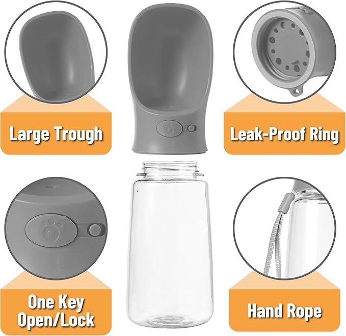 Mr. Pen Portable Dog Water Bottle, 19 oz, Large, Grey, Travel Dog Water Bottle Dispenser, Not Dishwasher Safe