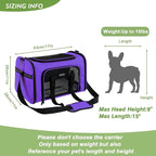 Soundy Dog Carrier Cat Carriers Airline Approved Pet Carrier for Small Medium Dogs Cats Under 15Lbs Puppies Collapsible Soft Sided TSA Travel Puppy Carrier Bag (Medium, Purple)