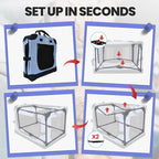 Large Cat Carrier for Car Travel, Pegic Soft Sided Collapsible Pet Carrier for Outdoor and Indoor Uses, Roomy Extra Large Cat Carrier for 2 Kittens, Large Cat or Puppies Up to 50lbs (Blue)