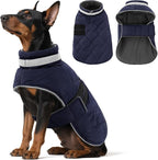 Dog Winter Coat Warm Padded Puppy Jacket Windproof Water Resistant Clothes for Small Medium Large Pets Christmas Sweater Outfit Vest(DarkBlue, M)