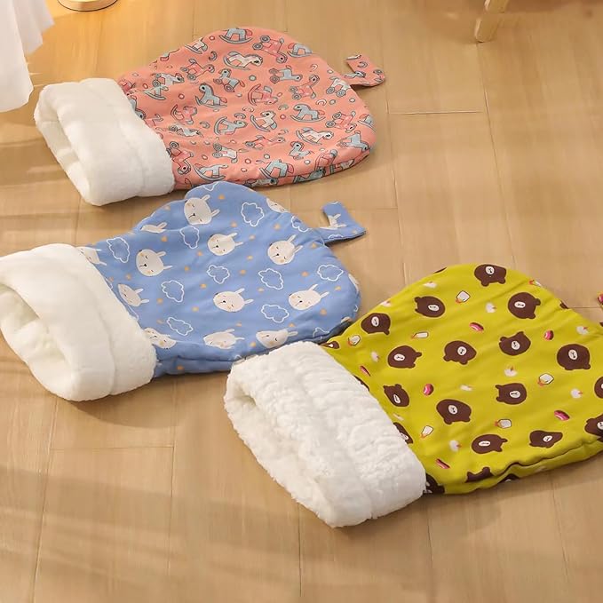 2PC Cat Sleeping Bag,Cat Sleeping Bag for Indoor Cats,Warm and Cozy Cat Sleeping Bag,Cat Winter Sleeping Bags, 360° Wrap Self Warm Cat Cave Bed Suitable for Pets Under 7.5 kg/16LB(Blue)