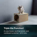 Cat Scratcher Tunnel, Cardboard cat House & Scratching Post for Indoor Cats, 360 Degree Comfort, Durable Design, Odor-Free Fun, Easy Assembly, Perfect for Playful Kittens and Adult Cats, greywood