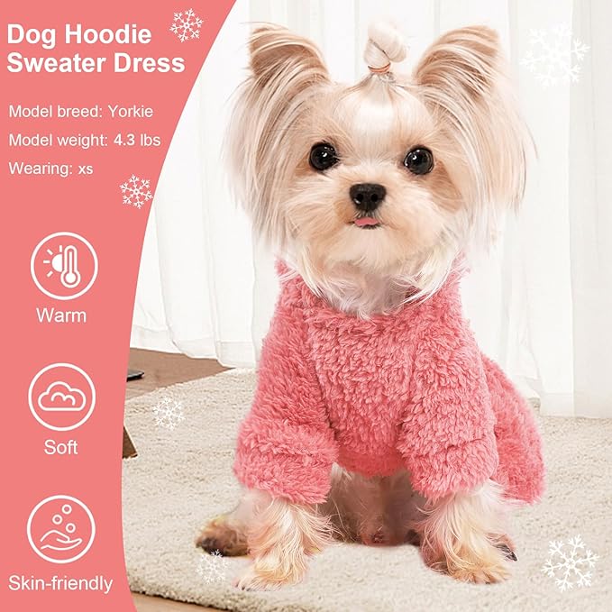 Dog Hoodie Dog Sweater Doggie Winter Clothes for Small Dogs Boy Girl Pet Hoodies for Dogs Cold Weather Doggy Coats Fall Winter Puppy Sweatshirt for Chihuahua Yorkie Cat Sweater Costumes