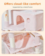 Taoqimiao Cat Tree 57.5-Inch, Cat Tower for Indoor Cats Large Adult, Extra Large Cat Condo, 8 Sisal Scratching Posts, Metal Frame Cozy Hammock, Durable Scratch Board, 2 Top Perches, Jelly Pink MS026P