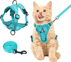 Wanheart Summer cat Chest Harness and Leash, Anti-Escape Adjustable Soft mesh cat Leash and Chest Harness Set for All Types of Cats cat Vests (Emerald, S)