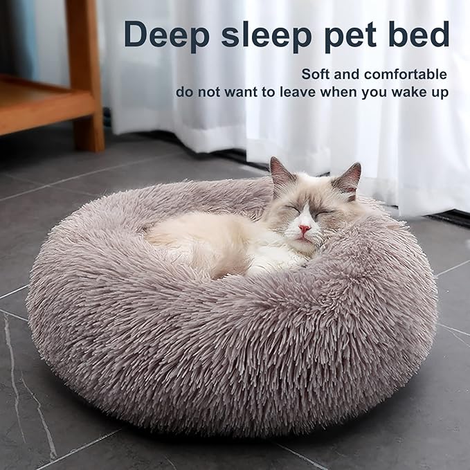 Cat Beds for Indoor Cats,24 Inch Dog Bed for Small Melium Large Dogs, Washable-Round Pet Bed for Puppy and Kitten with Slip-Resistant Bottom