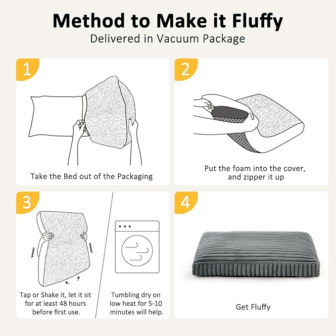 Dog Bed Medium Size Dog, Flat Pet Beds with Removable Washable Cover, Pet Mat Cute Crate Bed Thick Shredded Chopped Crate Foam & Anti Slip Bottom for Indoor, 29"x21"x3" Grey