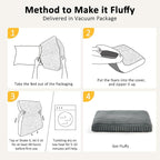 Dog Beds Large Sized Dog, Flat Pet Beds with Removable Washable Cover, Pet Mat Cute Pet Crate Bed Thick Shredded Chopped Crate Foam & Anti Slip Bottom for Indoor, 35"x23"x4" Grey