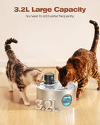 Cat Water Fountain Battery Powered: Cordless Cat Fountain Wireless - Rechargeable Pet Water Fountain Stainless Steel - 108oz/3.2L Automatic Kitty Water Fountain with Motion Sensor - 9 Filters