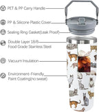Cat Tumbler With Lid and Straw - 30oz Stainless Steel Cute Water Bottle Cup - Funny Gifts for Women