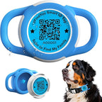 Waterproof AirTag Dog Collar Holder for Apple Tracker QR Code Case Blue