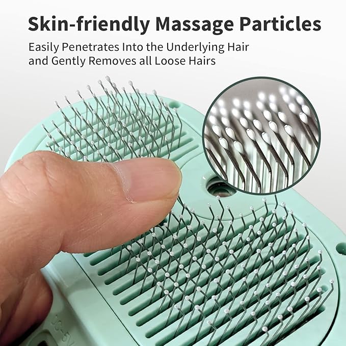 Cat Steam Brush for Shedding, 3 In 1 Steam Pet Brush Self Cleaning, Dog Brush for Long and Short Hair Dogs and Cats, Pet Grooming Comb Remove Tangled Loose Hair, Type-C Fast Charging (Green)