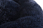 Max & Marlow Long Lush Faux-Fur, Anti-Anxiety Cuddler, Donut Dog & Cat Bed, Non Slip Bottom, Medium, Navy