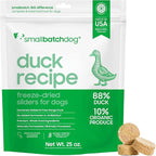 smallbatch Pets Freeze Dried Raw Dog Food, Duck Recipe, 25 oz, Organic High Protein Dog Food, Grain Free, Made in The USA, Humanely Raised Meat, Single Protein, for Picky Eaters, Hydrate & Serve
