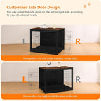 DWANTON Dog Crate Furniture with Cushion, Wooden Kennel Table with Double Doors, Indoor Dog House, Extra Large Size, 43.3" L, Black+Rustic Brown