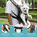 Pawaboo Pet Dog Front Carrier Backpacks, Legs Out Pet Carrier Backpack for Dogs, Adjustable Easy-fit Dog Chest Carriers for Small Medium Dogs Hands Free for Travel Hiking Cycling Camping, M, Camo