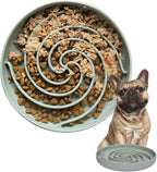 Slow Feeder Dog Bowls, Dishwasher Microwave Safe Silicone Puppy Puzzle Bowl with Non-Slip Design for Eating (Grey Green)
