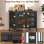 EasyCom 33"/27" Dog Crate Furniture with Name Tag, Heavy Duty Dog Kennel Indoor for Medium and Small Dogs, Double-Doors Sturdy Metal Dog Cage, Decorate House as TV Stand, End Table, Bedside Table