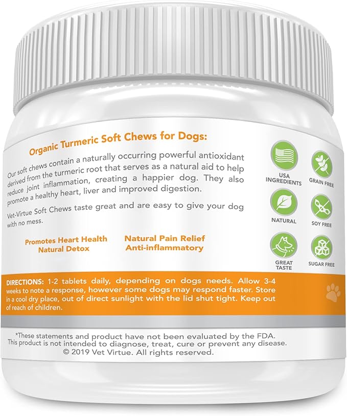 Turmeric for Dogs Anti Inflammatory Pain Relief | Organic Curcumin Dog Supplement with Collagen & Bioprene, Anti Inflammatory for Dogs, Supports HIPS, Joints & Mobility | 120 Count