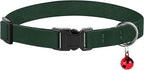 Breakaway Cat Collar Leather with Removable Bell - 13 Colors Available - Soft Adjustable Girl Boy Safety Lightweight Pet Kitten Collars Pink Brown Blue Green Red Orange Black (Emerald)