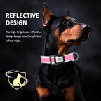 Personalized Dog Collar with QR Code tag for pet ID, Reflective Safety Collar, Suitable for Small, Medium, and Large Dogs (Pink, Small)