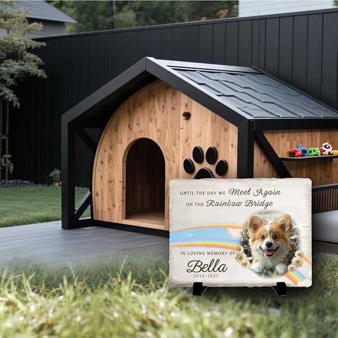 Personalized Pet Memorial Stone, Custom Dog Memorial Gifts for Loss of Dog with Photo Name Date, Dog Remembrance Gift, Loss of Dog Sympathy Gift for Dog Cat Lovers (Quote 4)